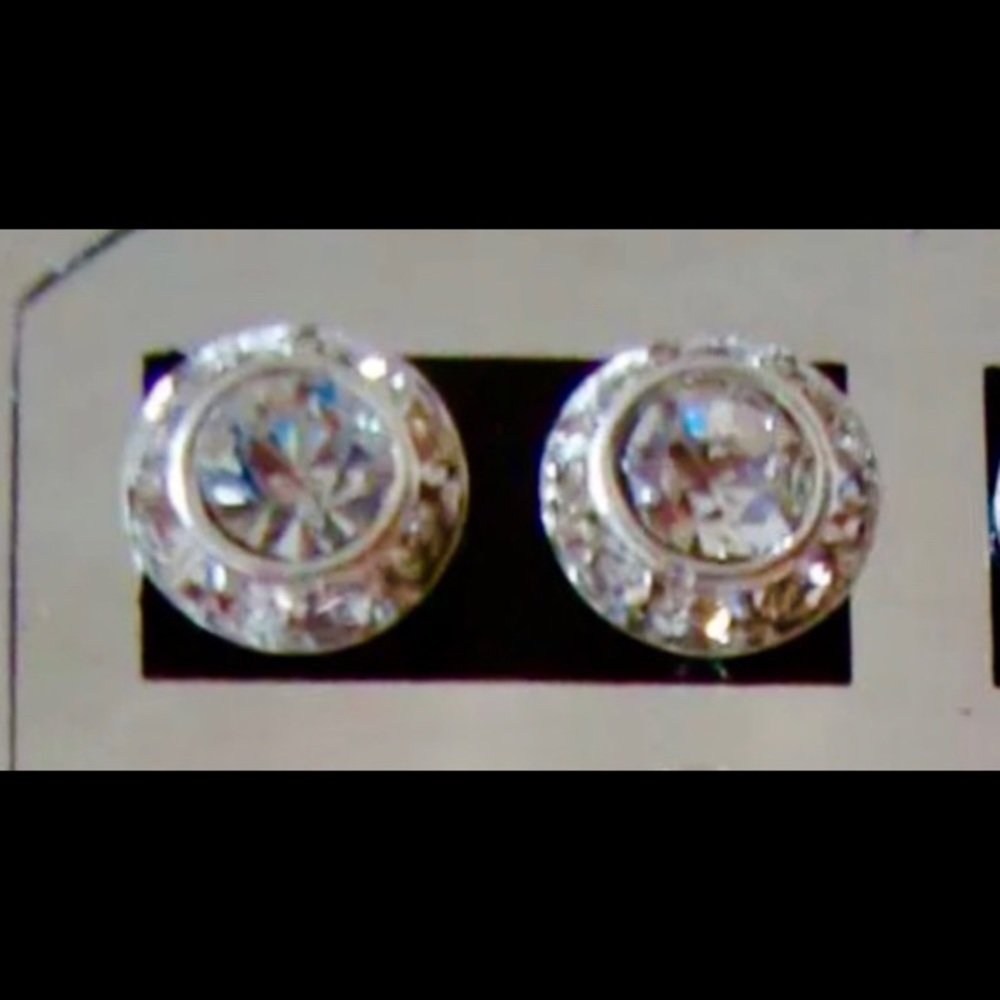 ROUND SILVER CLEAR CRYSTAL CHANNEL SET RAVOLI EARR